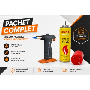 Pachet PORTASOL GT220-PISTOL CU GAZ 50-220W + BUTELIE GAZ CU ADAPTOARE 270ml
