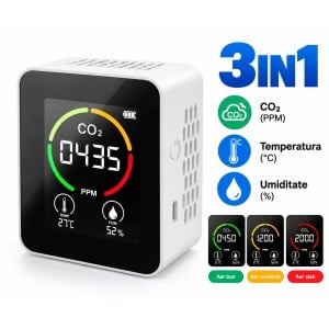 DETECTOR DE DIOXID DE CARBON TESTER CALITATE AER, WHITE