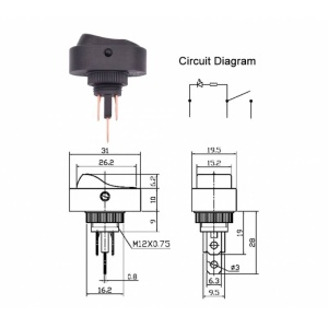 INTRERUPATOR DE PANOU CU LED GALBEN 12V/30A - Img 3