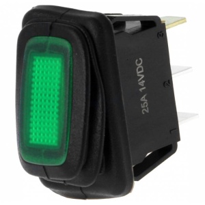COMUTATOR 1 X 2P ON-OFF LED VERDE