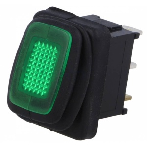 COMUTATOR 1 X 2P ON/OFF ILUMINAT VERDE