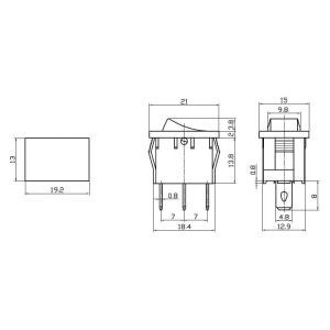COMUTATOR BASCULANT 1x3 POZITII ON-OFF-ON 3A/250V AC - Img 2