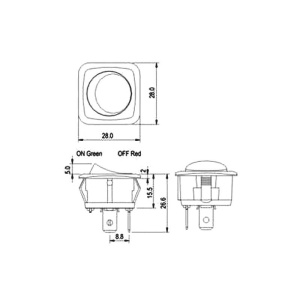 COMUTATOR ROTUND 1 X 2P ON/OFF LED ROSU - Img 2
