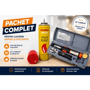 Pachet PORTASOL SUPERPRO 125 EU KIT 25-130W + BUTELIE GAZ CU ADAPTOARE 270ml