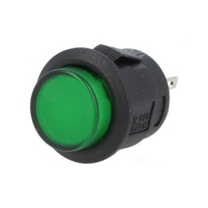 PUSH BUTON 16mm VERDE CU RETINERE
