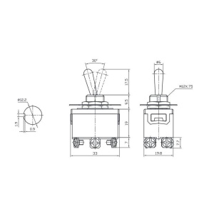COMUTATOR BASCULANT 2x3 POZITII 10A ON-OFF-ON - Img 2
