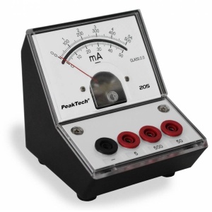 MILIAMPERMETRU DIDACTIC 0-50mA-500mA-5A DC PEAKTECH P205-04