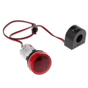 VOLTAMPERMETRU PANOU, LED 22 mm, ROSU