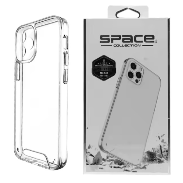 Husa iPhone 12 Silicon Transparent Cu Protectie Camera, Space