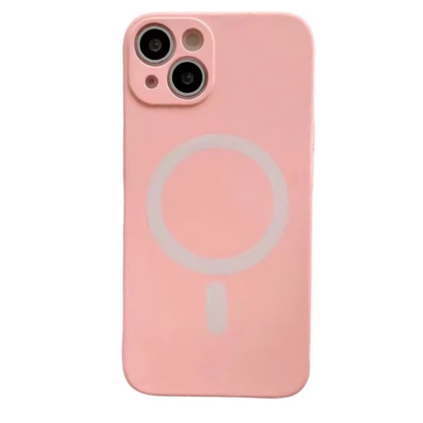Husa iPhone 15 Plus Magsafe Spate Silicon Cu Protectie Camera, Roz