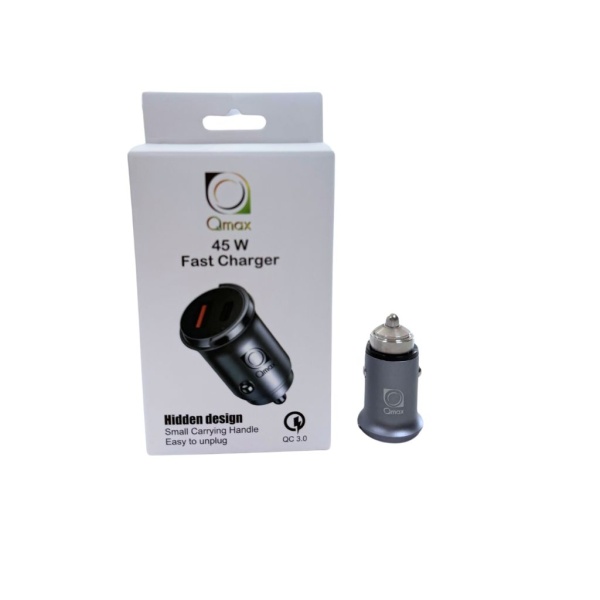 Incarcator Auto Incarcare Rapida USB-A + USB-C 45W Qmax, Negru