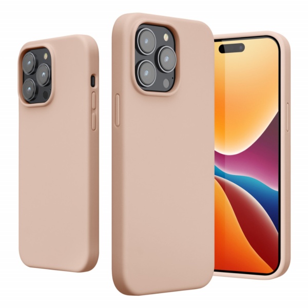 Husa iPhone 14 Pro Max Spate Silicon Soft, Roz Pudra