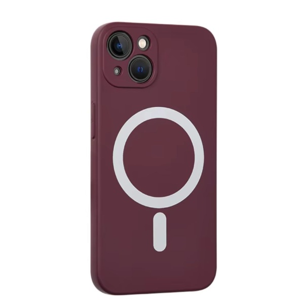 Husa iPhone 14 Pro Magsafe Spate Silicon Cu Protectie Camera, Visiniu