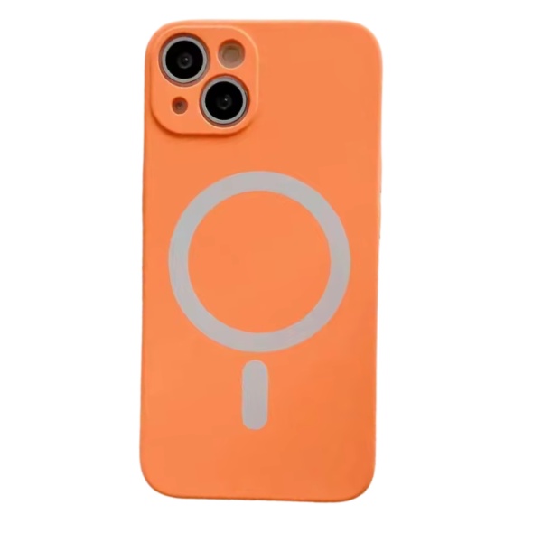 Husa iPhone 14 Pro Max Magsafe Spate Silicon Cu Protectie Camera, Portocaliu