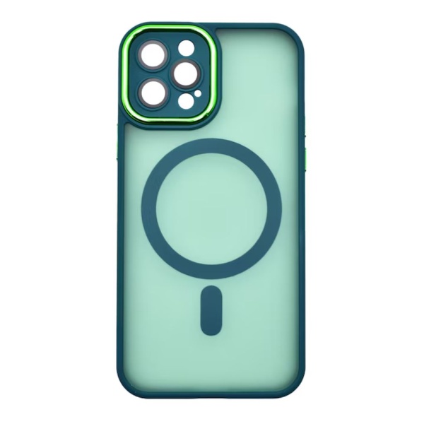 Husa iPhone 15 Pro Max Spate Mata Magsafe Cu Protectie Camera, Verde