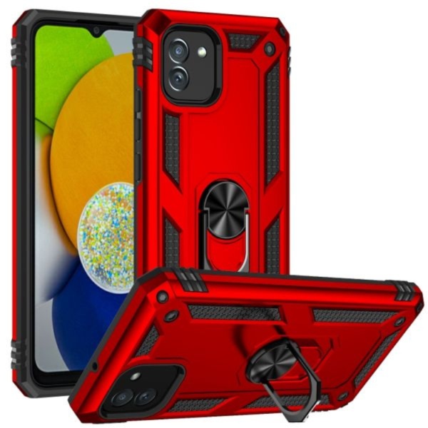 Husa Samsung A04 E Hybrid Armor, Antisoc Cu Inel, Protectie Camera,Rosu