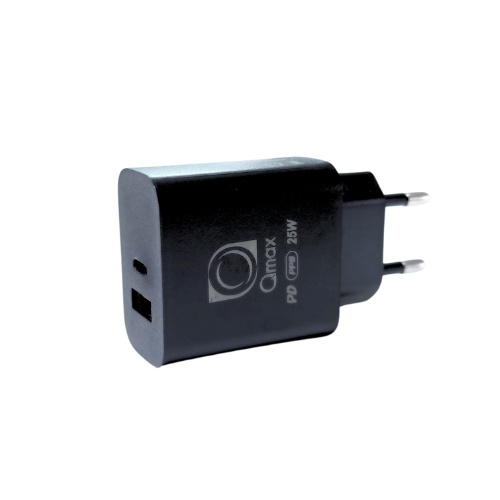 Incarcator Priza Qmax 25W, Negru, USB-C -USB A