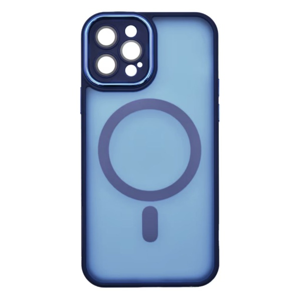 Husa iPhone 15 Pro Max Spate Mata Magsafe Cu Protectie Camera, Albastru