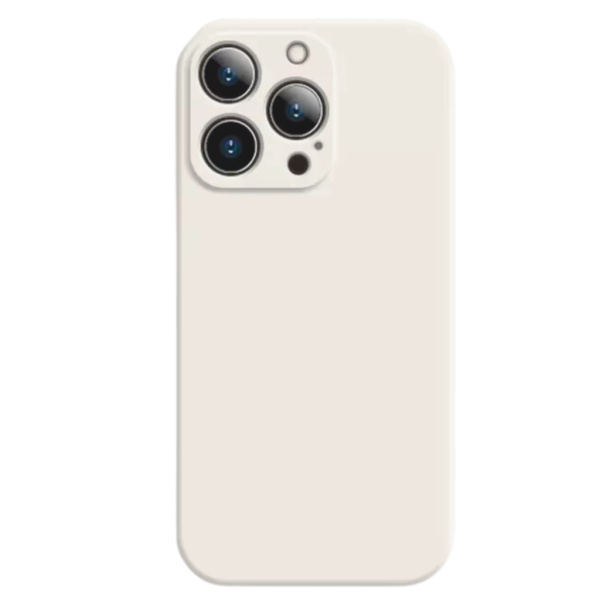 Husa iPhone 13 Pro Spate Silicon Soft Cu Protectia Camera, Alb Pudra