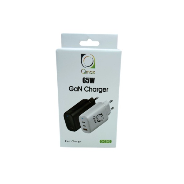 Incarcator Priza USB-A + 2 x USB-C 65W Qmax, Alb