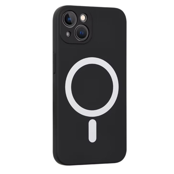 Husa iPhone 14 Plus Magsafe Spate Silicon Cu Protectie Camera, Negru