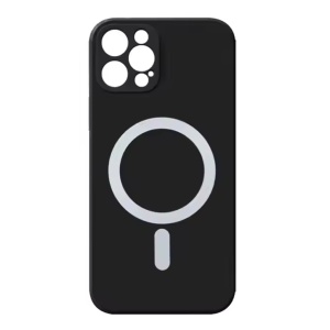 Husa iPhone 15 Pro Magsafe Spate Silicon Cu Protectie Camera, Negru