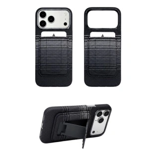 Husa iPhone 16 Military-Grade Aramida Magsafe cu Portofel, Negru