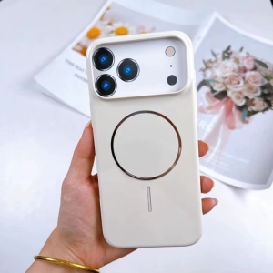 Husa iPhone 17 Pro Plastic Magsafe Sclipici, Roz - Img 2