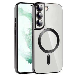 Husa Samsung S22 Transparenta Cu Margini Colorate Magsafe, Protectie Camera, Negru Lucios