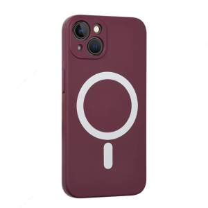 Husa iPhone 15 Pro Magsafe Spate Silicon Cu Protectie Camera, Visiniu