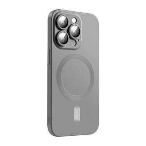 Husa Magsafe iPhone 14 Pro Max, Protectie Din Sticla Pentru Camere, Gri