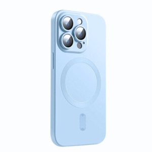 Husa Magsafe iPhone 14 Pro, Protectie Din Sticla Pentru Camere, Albastru