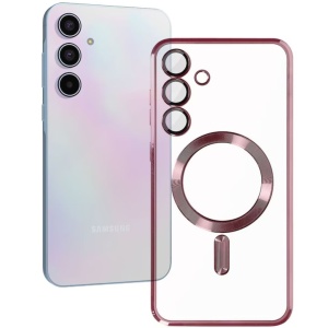 Husa Samsung A35 Transparenta Cu Margini Colorate Magsafe, Protectie Camera, Roz