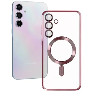 Husa Samsung A35 Transparenta Cu Margini Colorate Magsafe, Protectie Camera, Roz
