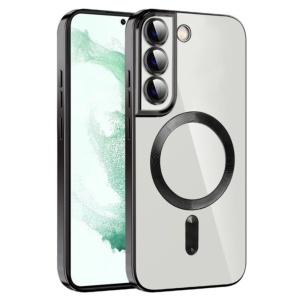 Husa Transparenta Samsung S22 Cu Margini Colorate Magsafe, Protectie Camera, Negru