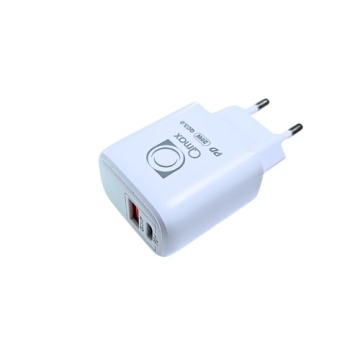 Incarcator Priza Qmax 20W, Alb, USB-C - USB-A - Img 1
