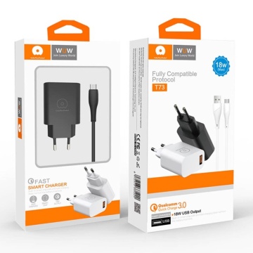 Incarcator priza WUW T73, 18W, Negru + Cablu Usb-C - Img 1