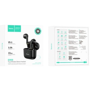 Casti Wireless Hoco EW08 Studious, TWS, Microfon, Bluetooth 5.1 , Negru - Img 2