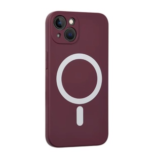 Husa iPhone 14 Pro Magsafe Spate Silicon Cu Protectie Camera, Visiniu