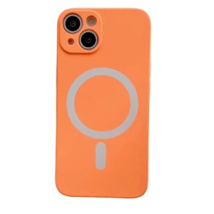 Husa iPhone 14 Pro Max Magsafe Spate Silicon Cu Protectie Camera, Portocaliu