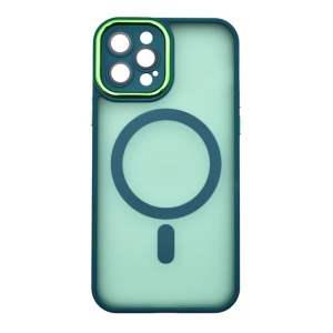 Husa iPhone 15 Pro Max Spate Mata Magsafe Cu Protectie Camera, Verde