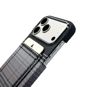 Husa iPhone 16 Pro Military-Grade Aramida Magsafe cu Portofel,Negru