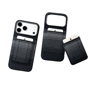 Husa iPhone 17 Pro Military-Grade Aramida Magsafe cu Portofel,Negru