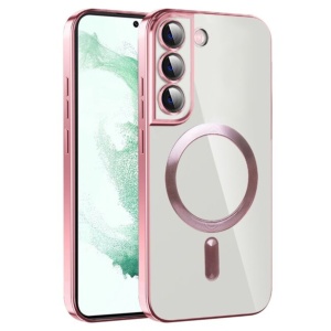 Husa Transparenta Samsung S22 Cu Margini Colorate Magsafe, Protectie Camera, Roz