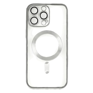 Husa iPhone 13 Pro Transparenta Cu Margini Colorate Magsafe, Protectie Camera, Gri Lucios