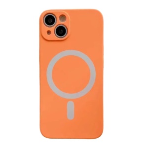 Husa iPhone 14 Pro Magsafe Spate Silicon Cu Protectie Camera, Portocaliu