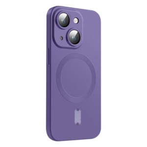 Husa Magsafe iPhone 14, Protectie Din Sticla Pentru Camere, Mov