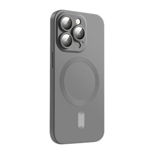 Husa Magsafe iPhone 15 Pro Max, Protectie Din Sticla Pentru Camere, Gri