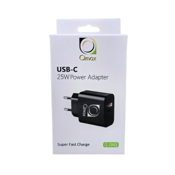 Incarcator Priza Qmax 25W, Negru, USB-C -USB A - Img 2