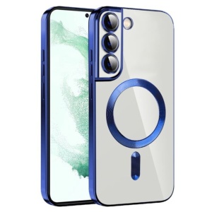 Husa Samsung S22, Transparenta Cu Margini Colorate Magsafe, Protectie Camera, Albastru
